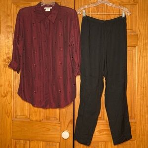 NWOT Vintage Pride & Joy Dress Career Top and Pull On Pants Set Size 12P